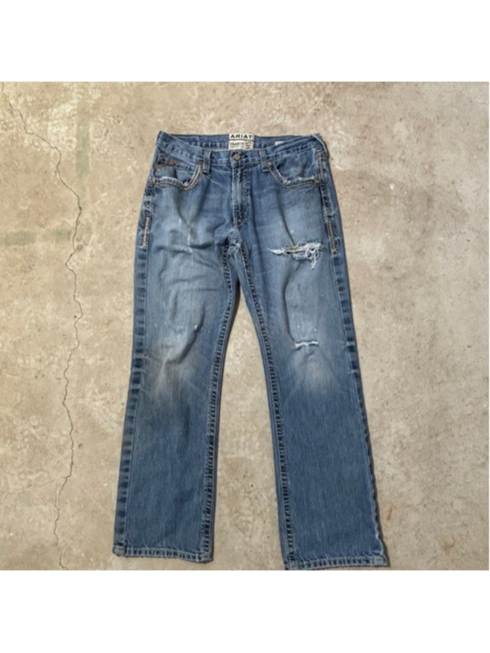 Ariat M5 Jeans Blue Men's Size 34 Straight Leg Country Western Cowboy STAINS